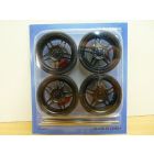 SET de 4 JANTES D40mm TUNING noires + PNEUS n°10 1/18