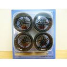 SET de 4 JANTES TUNING noires D40mm + PNEUS n°8 1/18