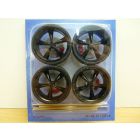 SET DE 4 JANTES TUNING NOIRES D40 mm + PNEUS 1/18 n°9